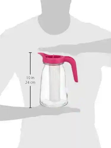 Borgonovo serving jug with filter, 1.5 liters -Pink & clear - Safqqa Egypt