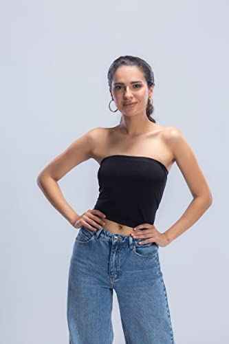 CARINA Women’s Seamless Strapless Tube Top - Black - Safqqa Egypt