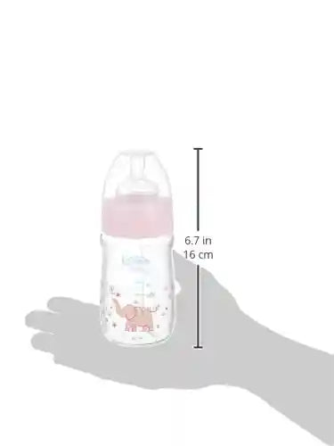 Wee Baby 140 Heat Resistant Glass Feeding Bottle with Wide Silicone Teat, 180 ml - Pink - Safqqa Egypt