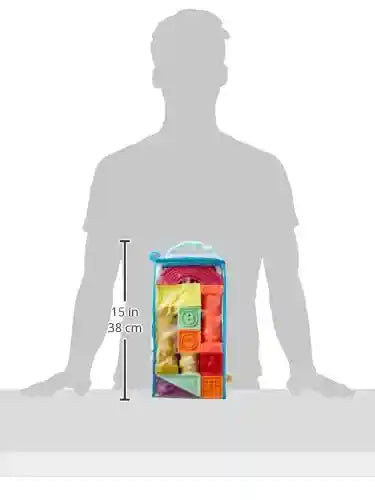 B. toys - elemenosqueeze baby blocks - 26 stacking blocks with shapes numbers, animals & textures - bpa free soft blocks for babies 6m+ (26-pcs) - Safqqa Egypt