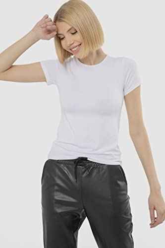 Carina Women's Basic Short Sleeve Round Neck Viscose Undershirt - Safqqa Egypt