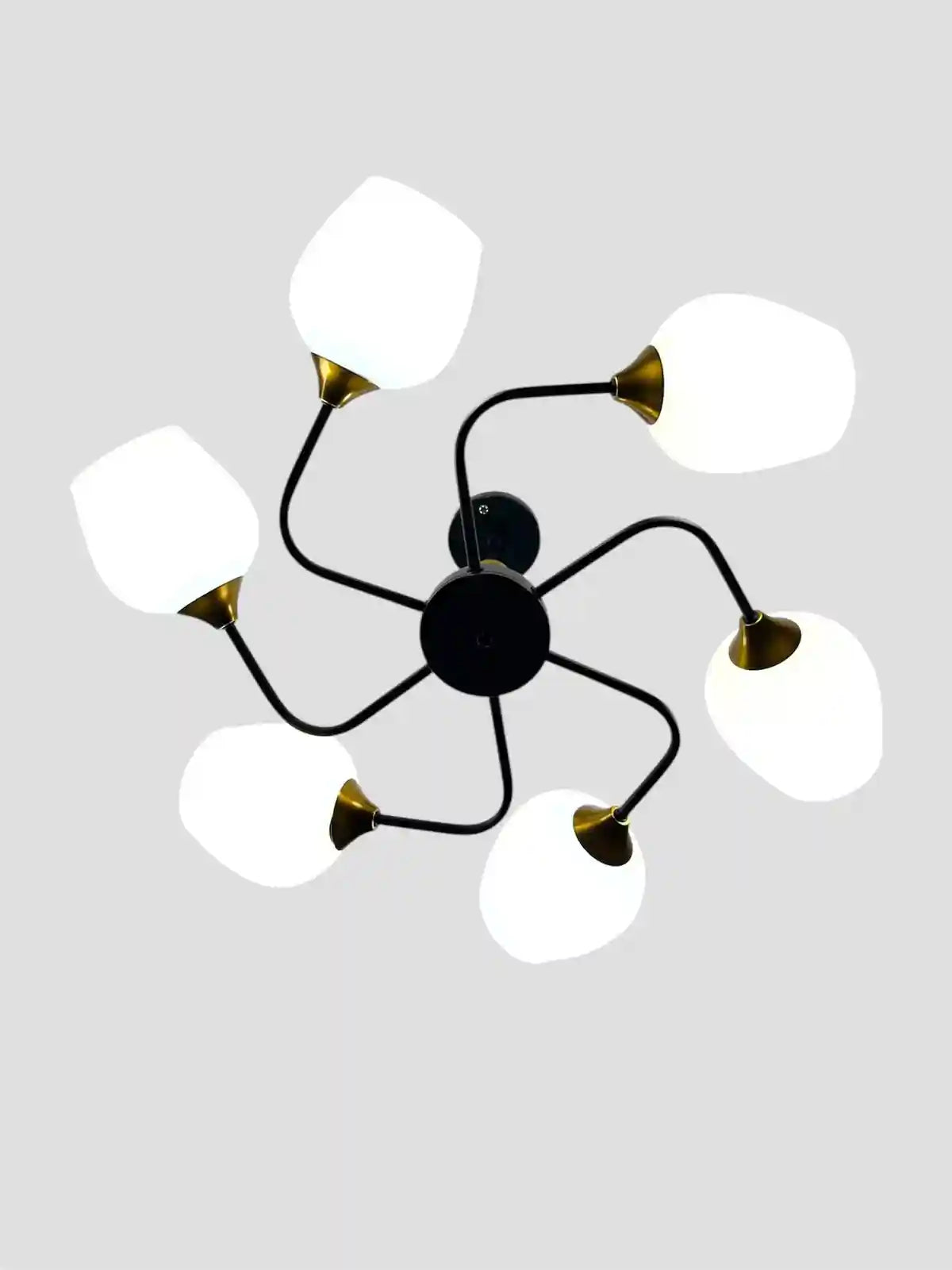 Modern 6-Arm Glass Ceiling Chandelier – Black & Gold - Safqqa Egypt
