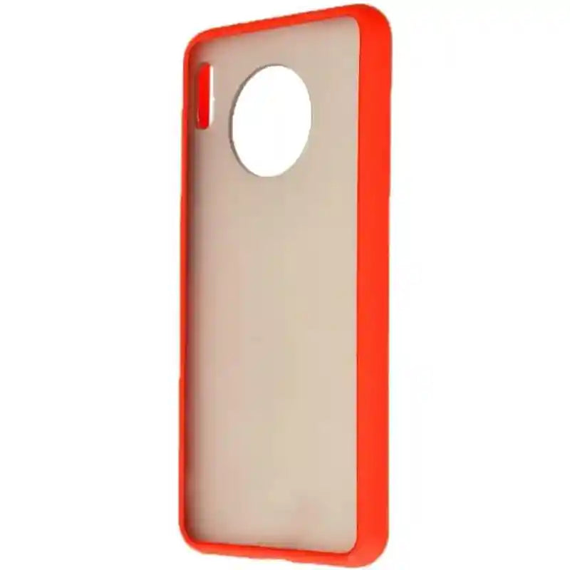 Generic Plastic Hard Back Phone Case With Colored Silicone Edges And Semi Transparent Back For Huawei Mate 30 6.62 inch -Red - Safqqa Egypt