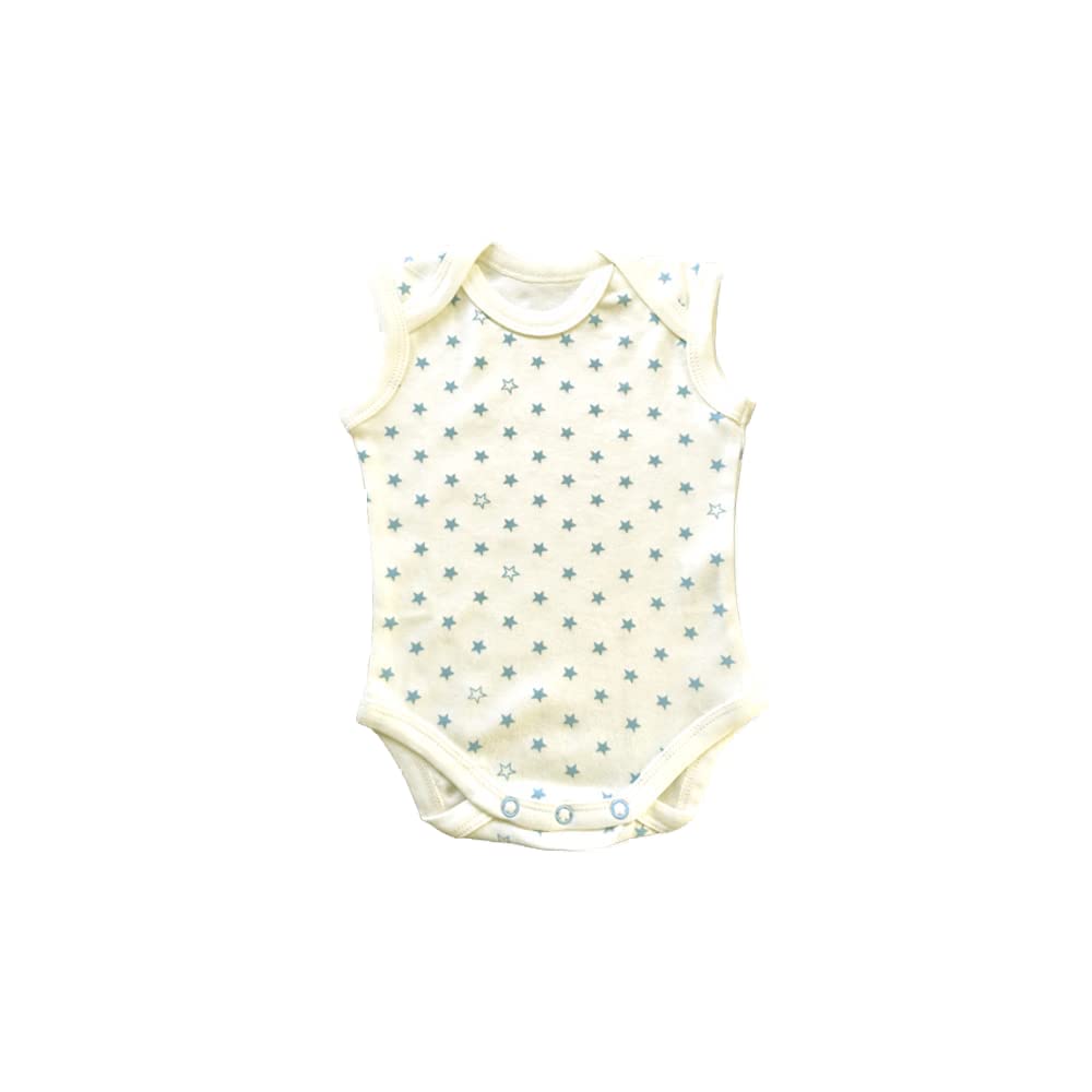 Komkom Baby Boys Star Pattern Sleeveless Bodysuit Ecru - Safqqa Egypt