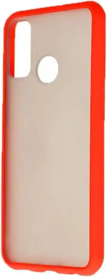 Generic Plastic Hard Back Phone Case With Colored Silicone Edges And Semi Transparent Back For Huawei P smart 2020 6.21 inch - Red Black - Safqqa Egypt