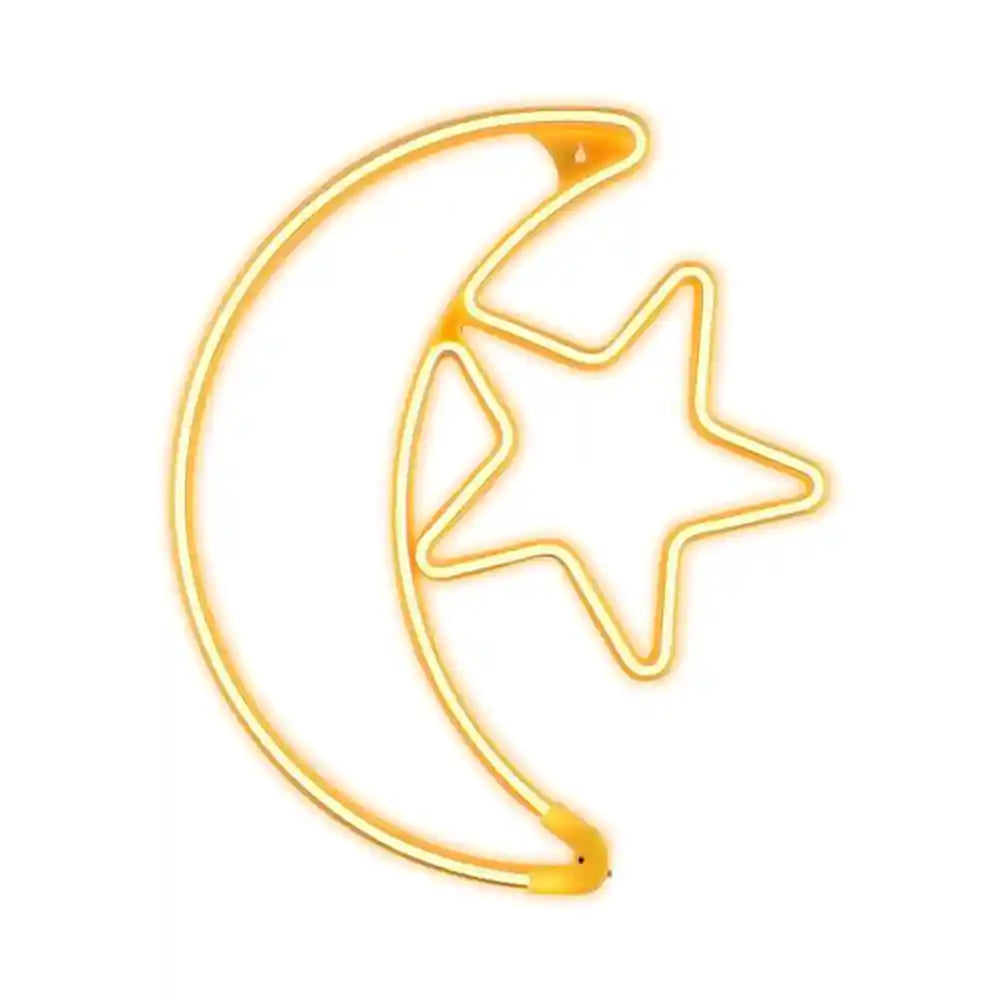 HILALFUL Moon Star Medium | Suitable for Living Room, Bedroom and Outdoor | Perfect Festive Gift for Home Decoration in Ramadan, Eid, Birthdays, Weddings, Housewarming | 1.5 m Cable - Safqqa Egypt