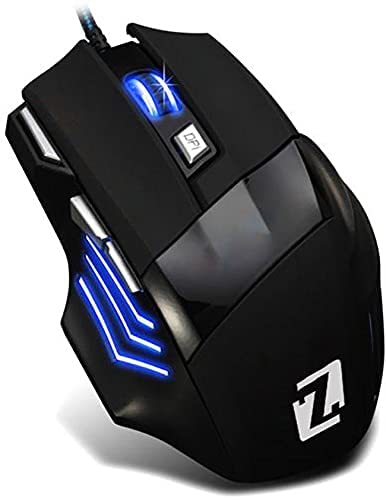 ماوس العاب ضوئي Zr-1800 7D LED بسلك USB 3200 نقطة لكل بوصة للاب توب والكمبيوتر من زيرو - اسود