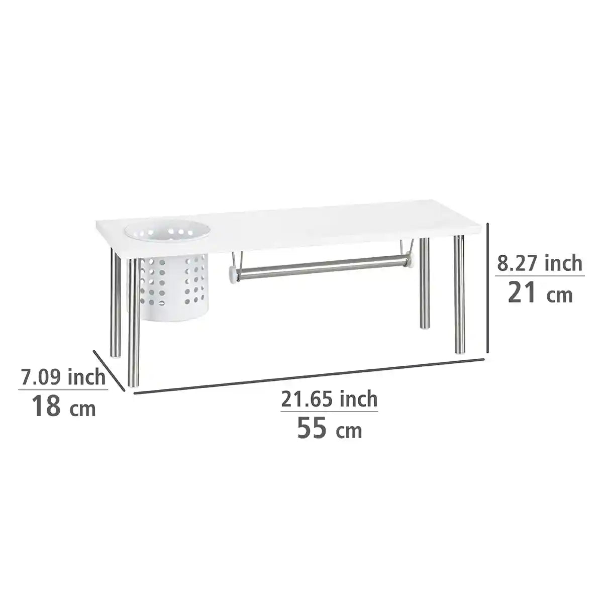 WENKO Blanco Kitchen Shelf with Roll and Utensil Holder, 55x21x18cm - Safqqa Egypt
