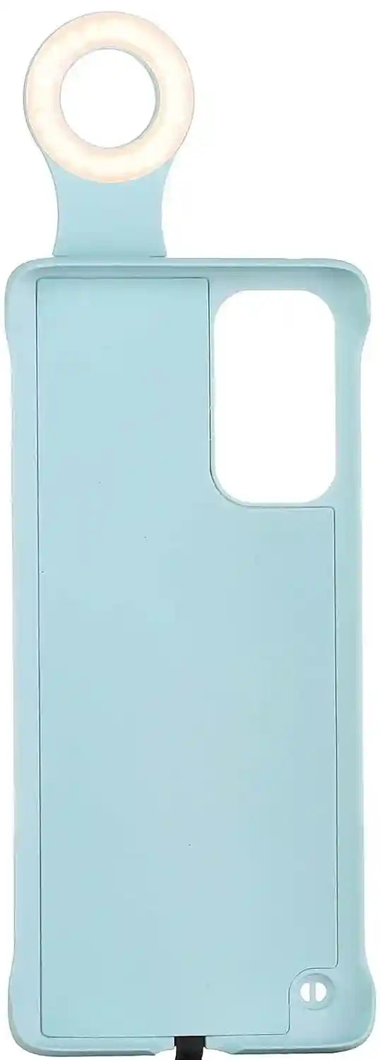 hard back cover with front camera lamp for oppo reno 5 pro mobile phone - light blue - Safqqa Egypt