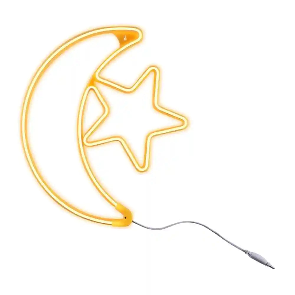 HILALFUL Moon Star Medium | Suitable for Living Room, Bedroom and Outdoor | Perfect Festive Gift for Home Decoration in Ramadan, Eid, Birthdays, Weddings, Housewarming | 1.5 m Cable - Safqqa Egypt