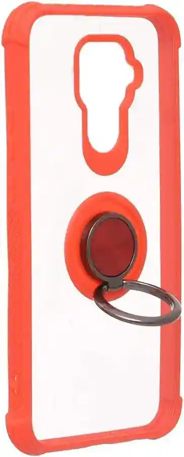 Generic Plastic Phone Case With Silicone Protection Edges And Metal Finger Holder Compatible With Huawei Mate 30 Lite/Nova 5i Pro 6.26 Inch - Red - Safqqa Egypt