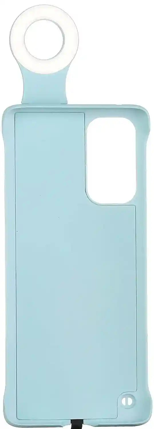 hard back cover with front camera lamp for oppo reno 5 pro mobile phone - light blue - Safqqa Egypt