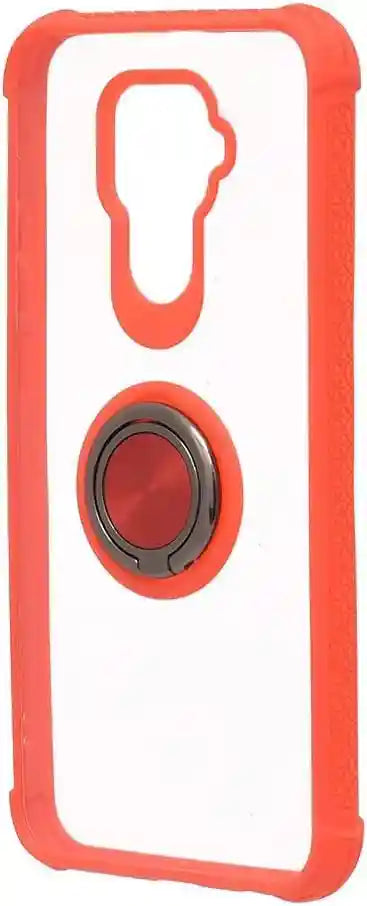 Generic Plastic Phone Case With Silicone Protection Edges And Metal Finger Holder Compatible With Huawei Mate 30 Lite/Nova 5i Pro 6.26 Inch - Red - Safqqa Egypt