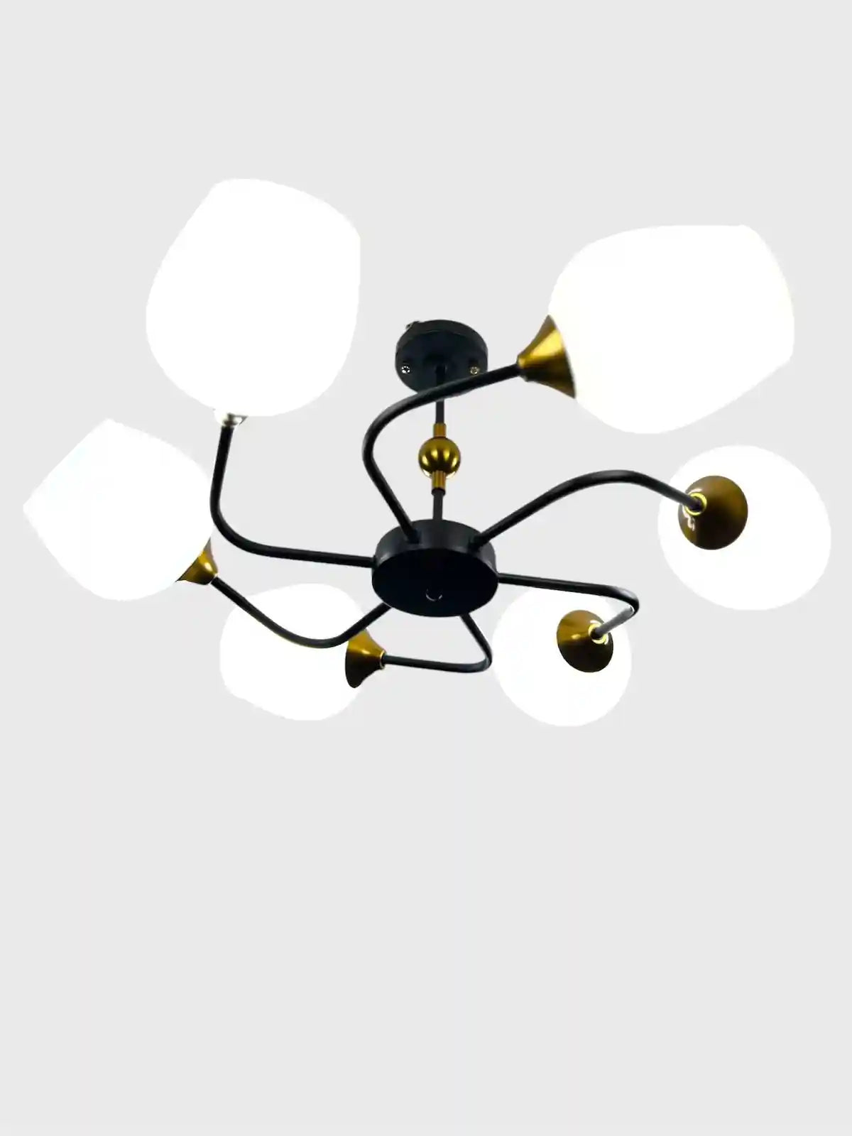Modern 6-Arm Glass Ceiling Chandelier – Black & Gold - Safqqa Egypt