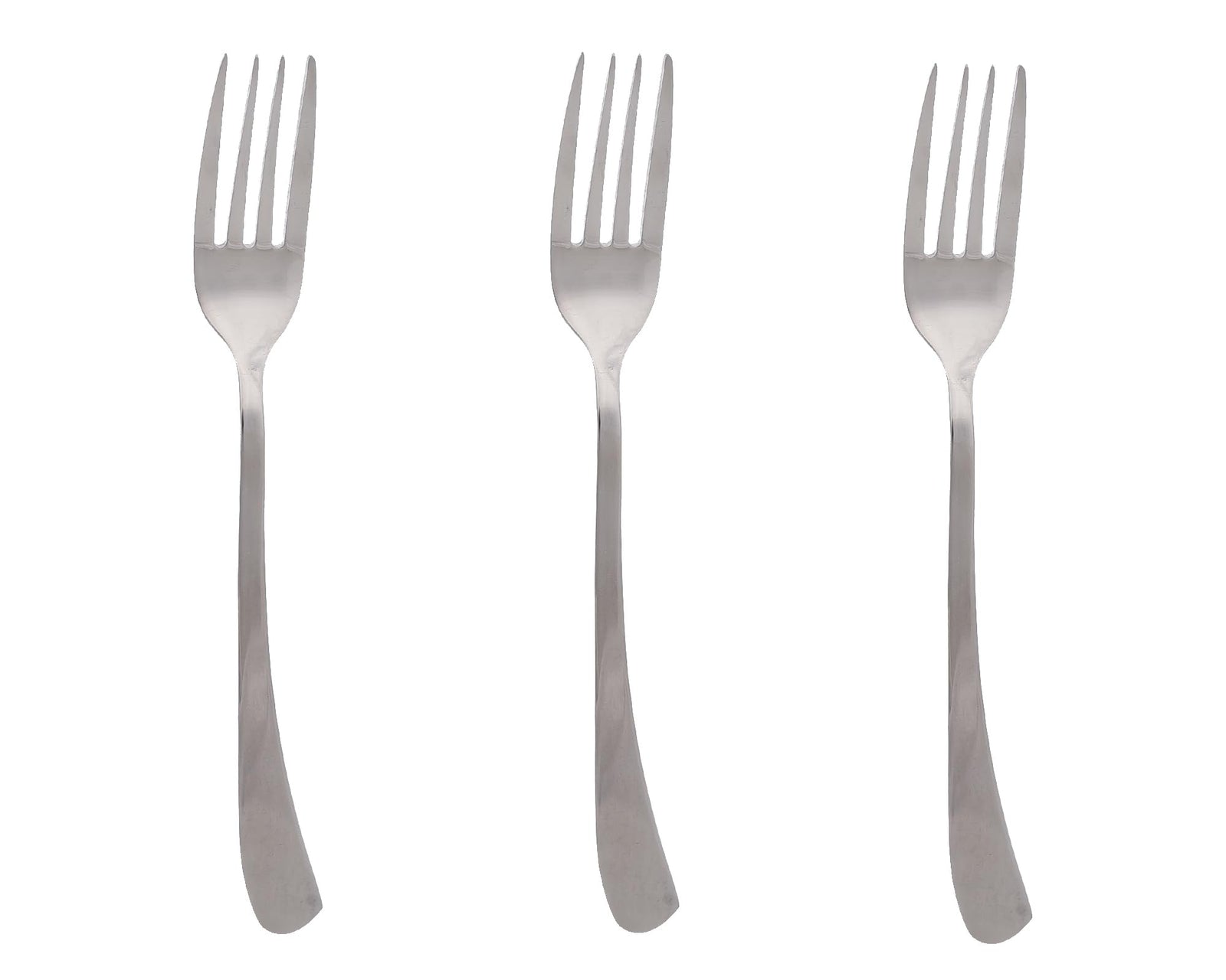 طقم شوك لترابيزة الطعام بتصميم منحني ومرآة من الستانلس ستيل من زينيا، 3 قطع