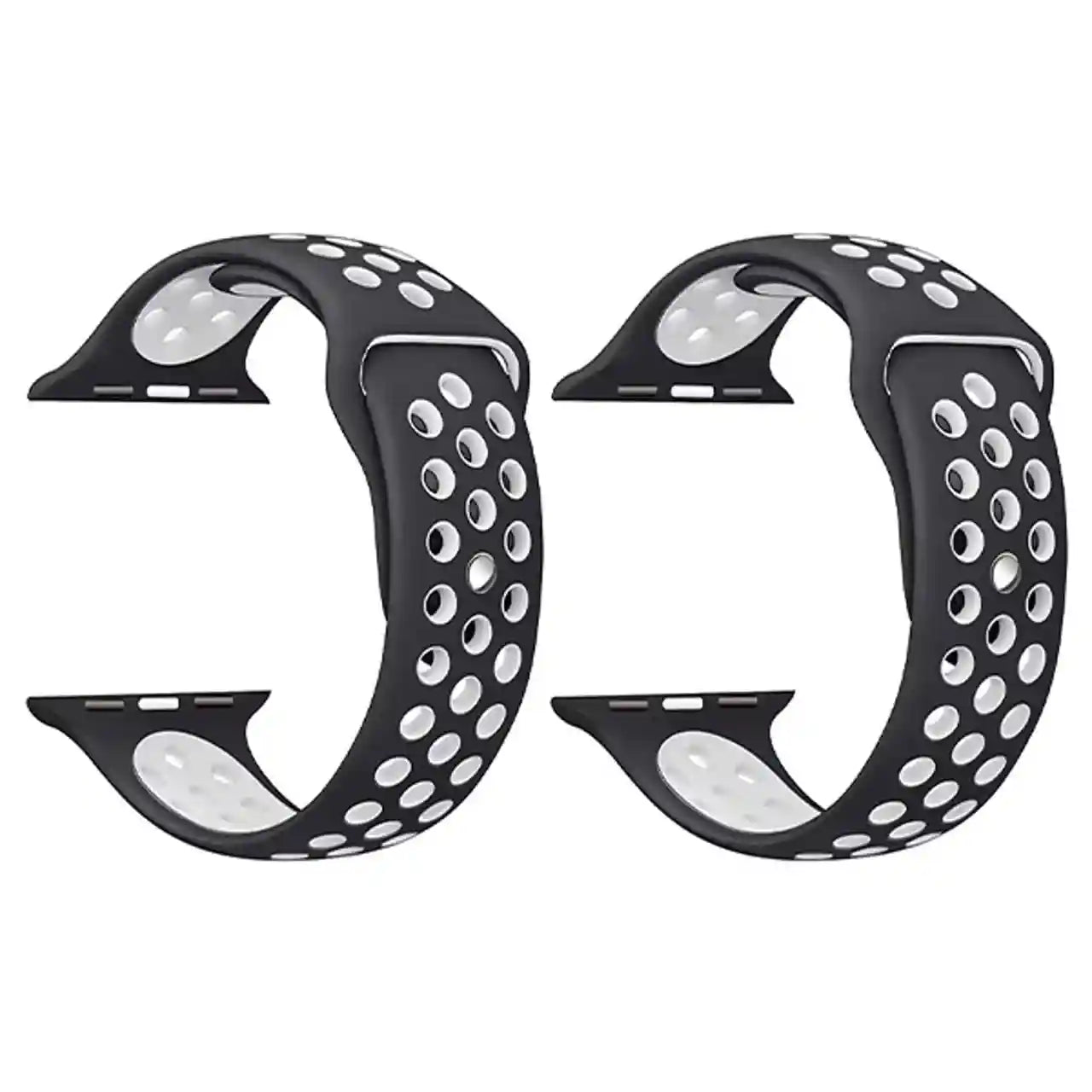Strap watch openwork 2 pieces for apple watch size 42/44 black/white - Safqqa Egypt