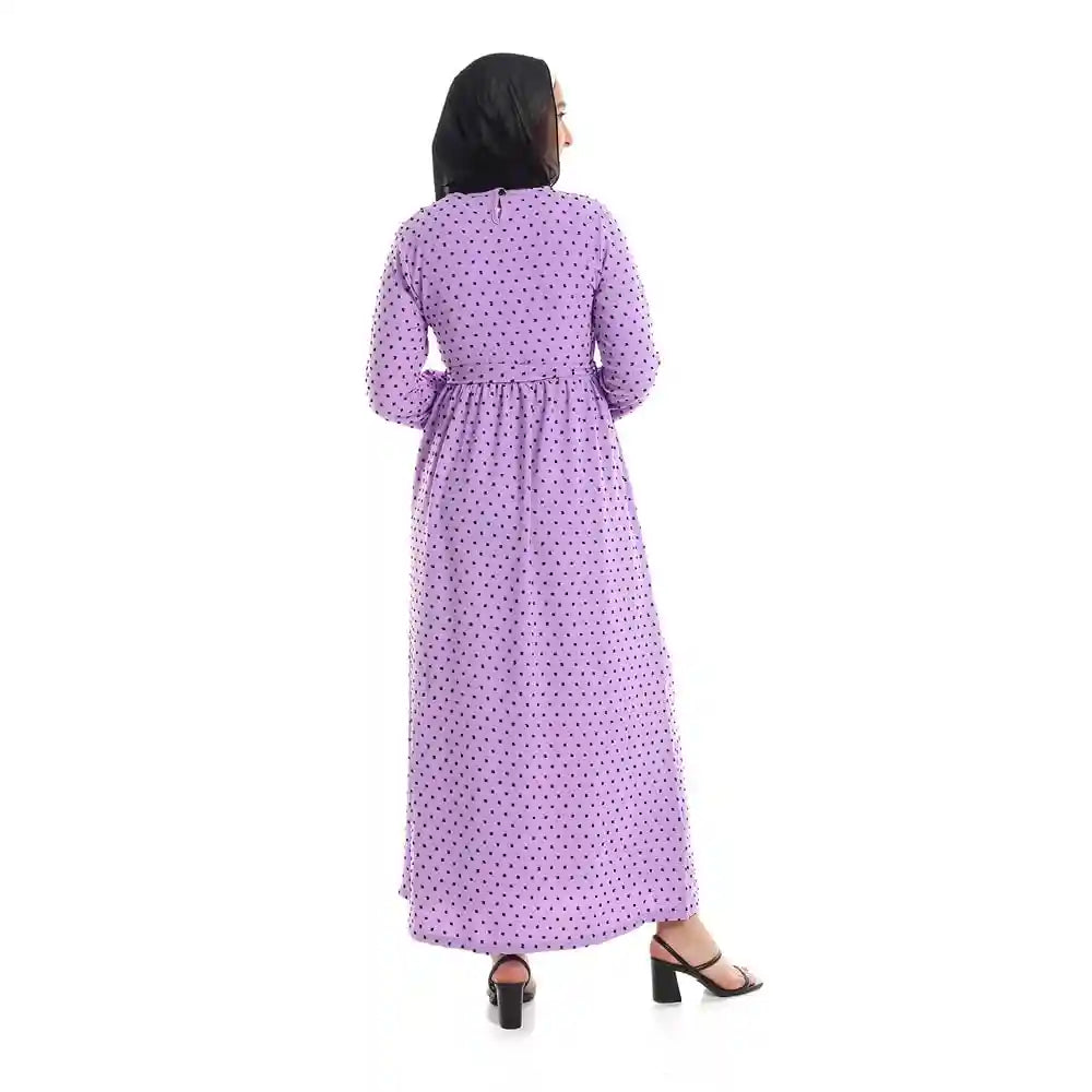 Jamila Women Long Sleeves Long Dress with Adjustable Belt Dress - Safqqa Egypt