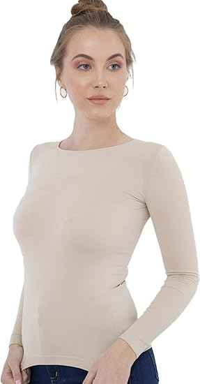 CARINA Women's Long Sleeve Microfiber Top - Beige - Safqqa Egypt