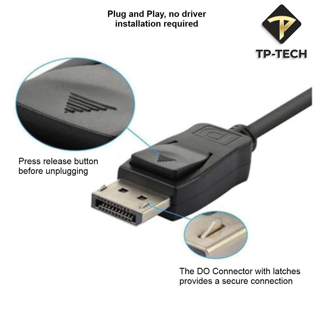 TP-TECH DP (DisplayPort) to VGA Adapter Male to Female 1080P, Compatible with Computer, Desktop, Laptop, PC, Monitor, Projector, HDTV - Safqqa Egypt