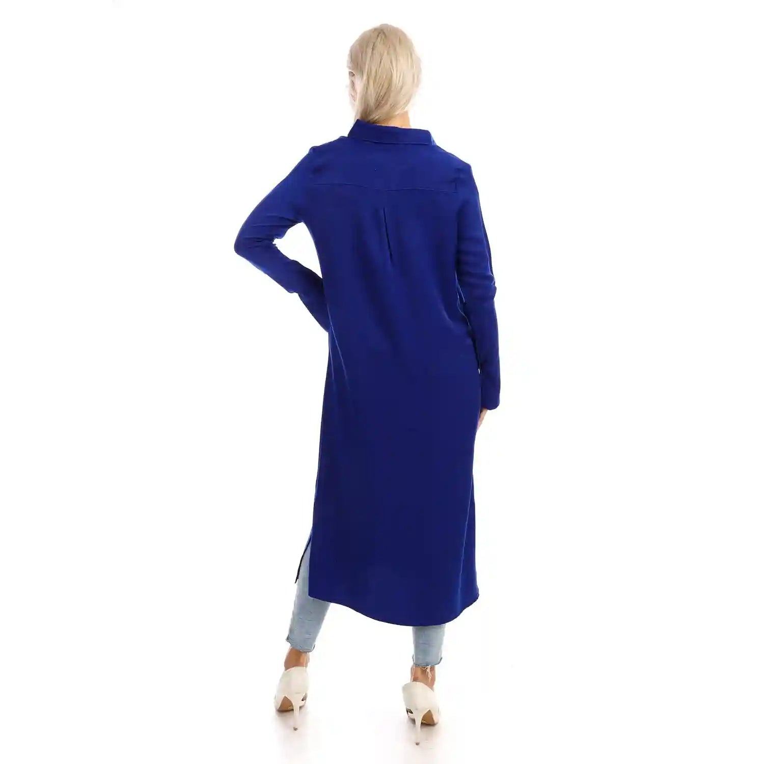 Jamila Women long sleeves soft satin buttoned shirt dress - Safqqa Egypt