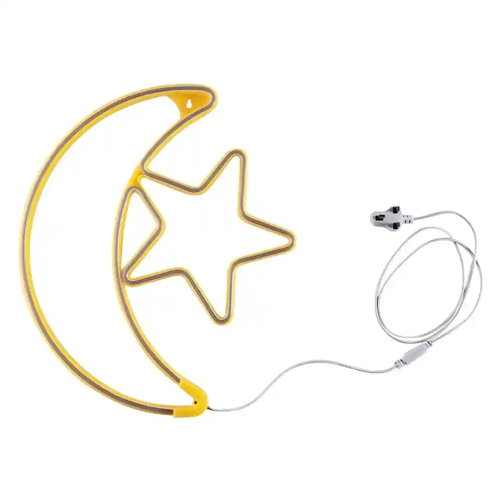HILALFUL Moon Star Medium | Suitable for Living Room, Bedroom and Outdoor | Perfect Festive Gift for Home Decoration in Ramadan, Eid, Birthdays, Weddings, Housewarming | 1.5 m Cable - Safqqa Egypt