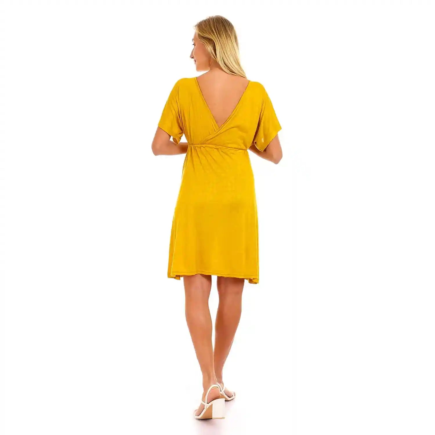 JAMILA Women Deep V neck Dress With Waist Drawstring DRESS - Safqqa Egypt