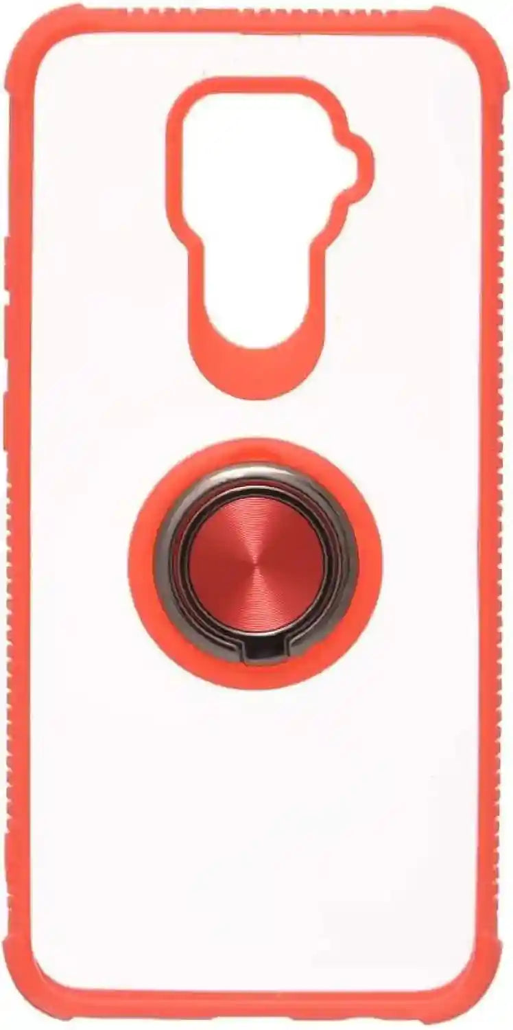 Generic Plastic Phone Case With Silicone Protection Edges And Metal Finger Holder Compatible With Huawei Mate 30 Lite/Nova 5i Pro 6.26 Inch - Red - Safqqa Egypt