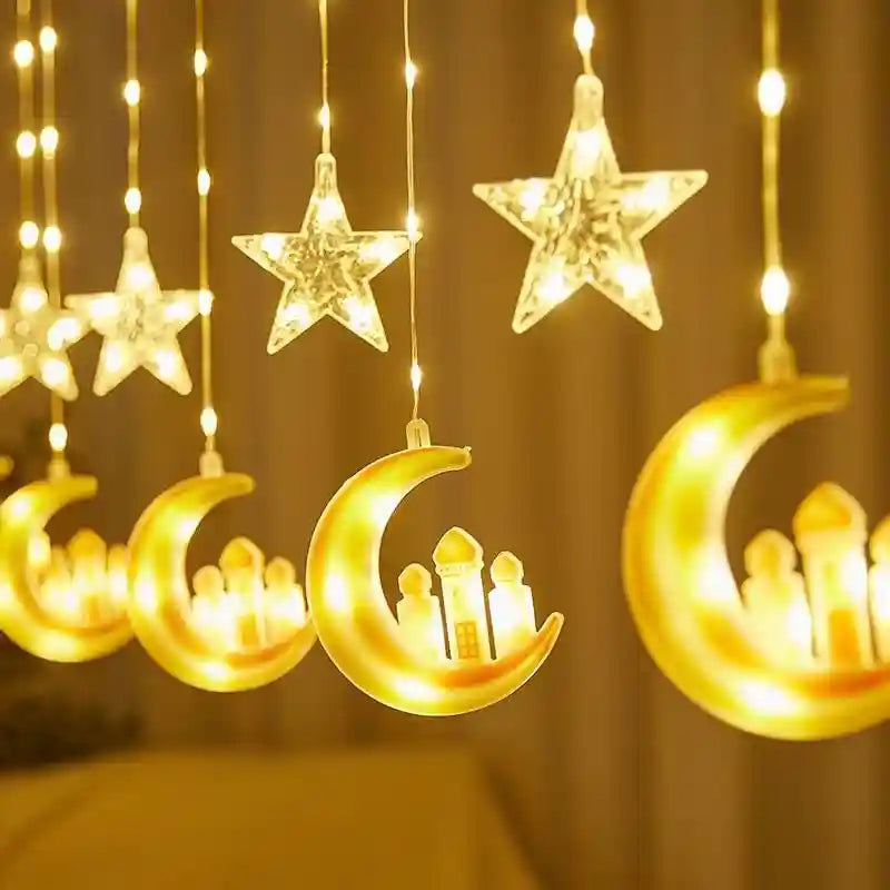 Ramadan Decoration Lamp, 8 Lighting Modes, Battery Operated Ramadan Lamp for Indoor Use, Curtains, Home, Party - Safqqa Egypt