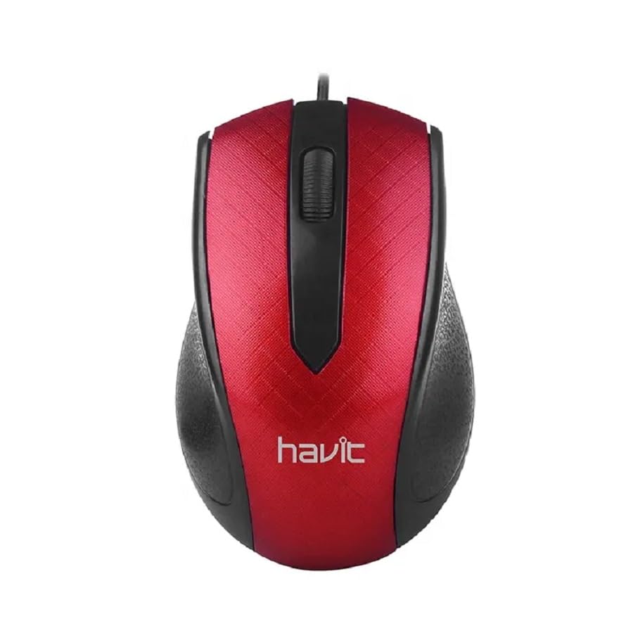 ماوس هافيت MS80 البصري – أحمر تركيب وتشغيل مباشر بدون برامج تحكم سلس ودقيق في المؤشر.