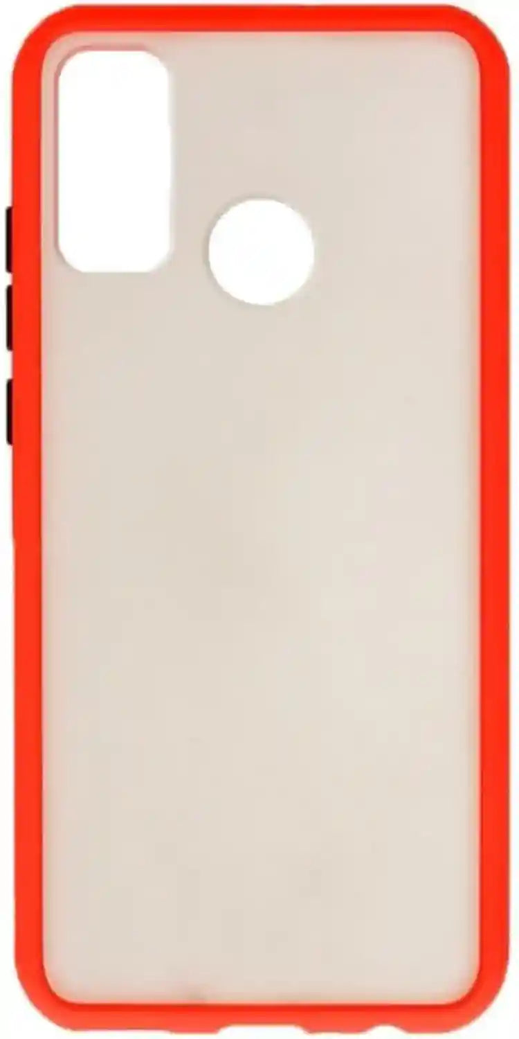 Generic Plastic Hard Back Phone Case With Colored Silicone Edges And Semi Transparent Back For Huawei P smart 2020 6.21 inch - Red Black - Safqqa Egypt