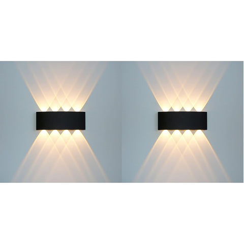 مصباح حائط LED حديث مثبت لأعلى وأسفل، ضوء 3000 كلفن، أسود (8 واط، قطعتان) - صندوق تالف