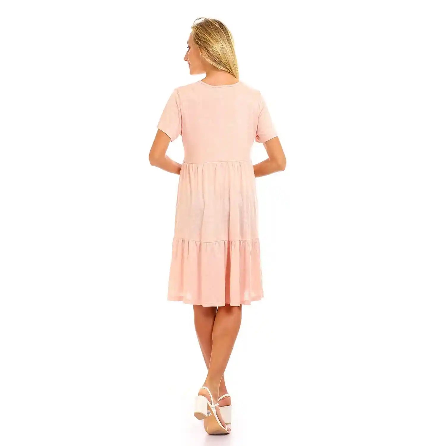 JAMILA Women Round Short Sleeves Tiered Dress DRESS - Safqqa Egypt