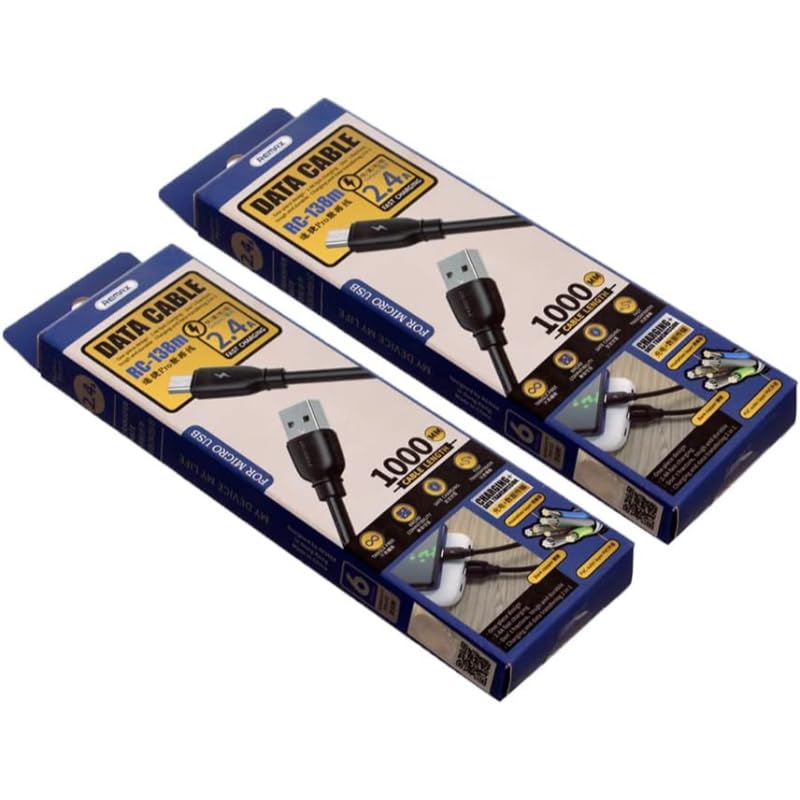 شحن سريع 2.4 أمبير بطول 1 متر USB برو مايكرو RC-138M كابل بيانات ريمكس