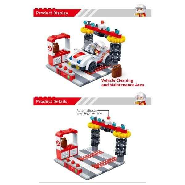BanBao Vehicle Cleaning and Maintenance Area - Pull Back Cars for Toddlers (219 Pieces) B8639 - Safqqa Egypt