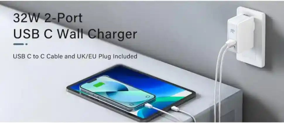 LDNIO A4403C Fast Charger With 2 Ports PD AUTO-ID And USB To Micro Cable Fits Multi Devices 32W - White - Safqqa Egypt