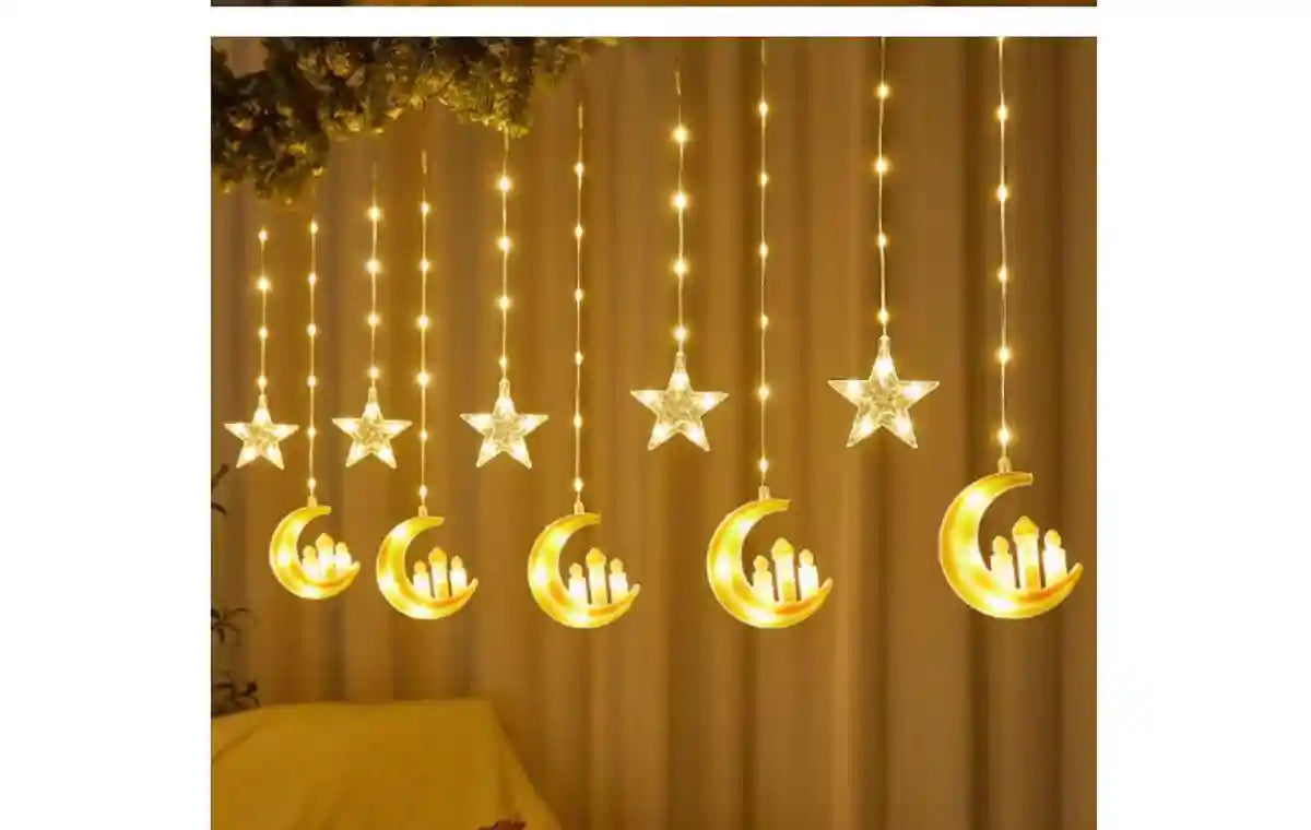 Ramadan Decoration Lamp, 8 Lighting Modes, Battery Operated Ramadan Lamp for Indoor Use, Curtains, Home, Party - Safqqa Egypt