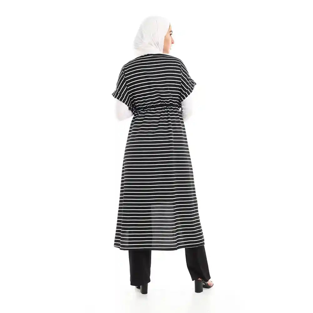 JAMILA Women Plus Size Long Short Sleeves Striped Dress DRESS - Safqqa Egypt