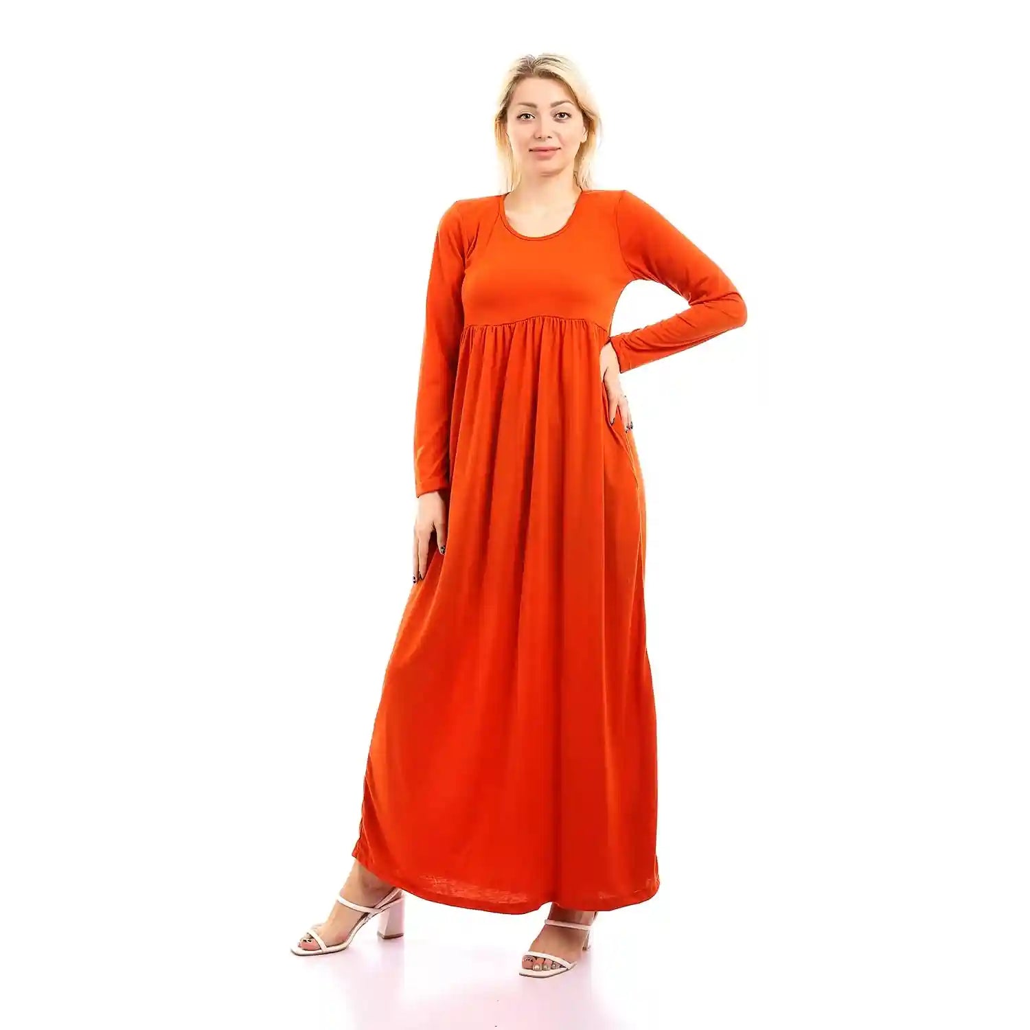JAMILA Women Long Sleeves Solid Summer Maxi Dress DRESS - Safqqa Egypt