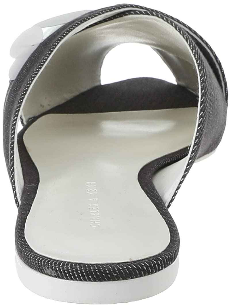 CHARLES & KEITH Fabric Sequin Embellished Peep Toe Plaid Flat Mules for Women - Safqqa Egypt