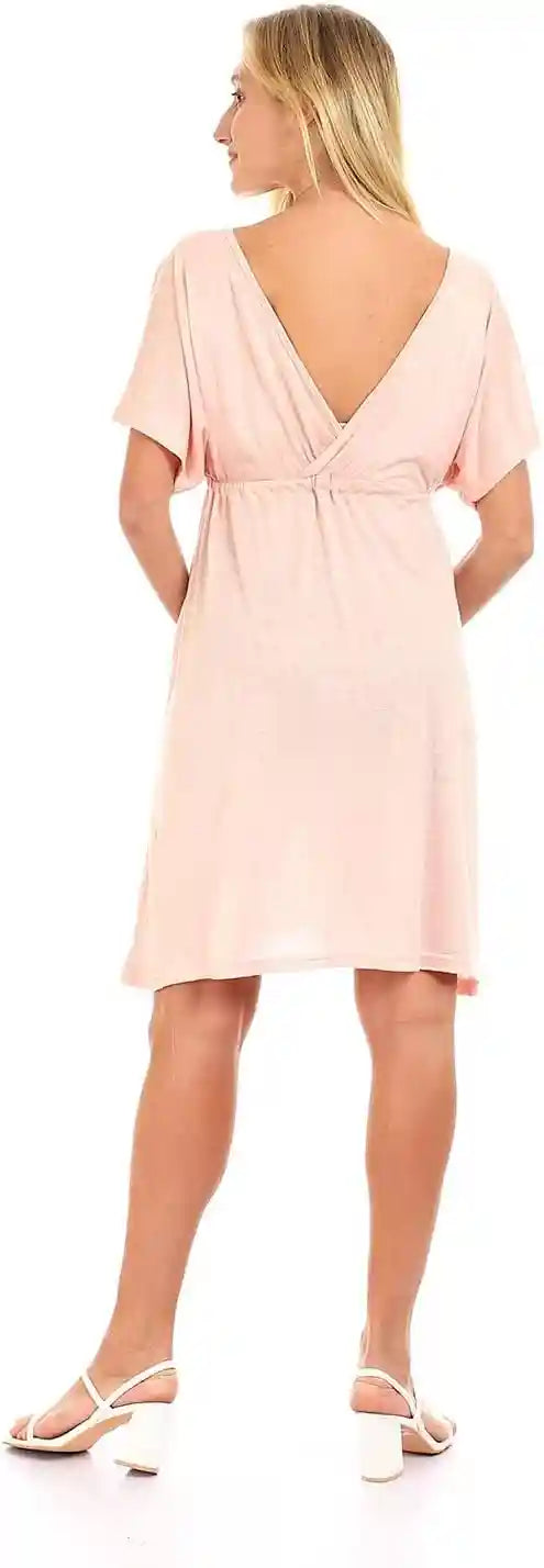 JAMILA Women Deep V neck Dress With Waist Drawstring DRESS - Safqqa Egypt