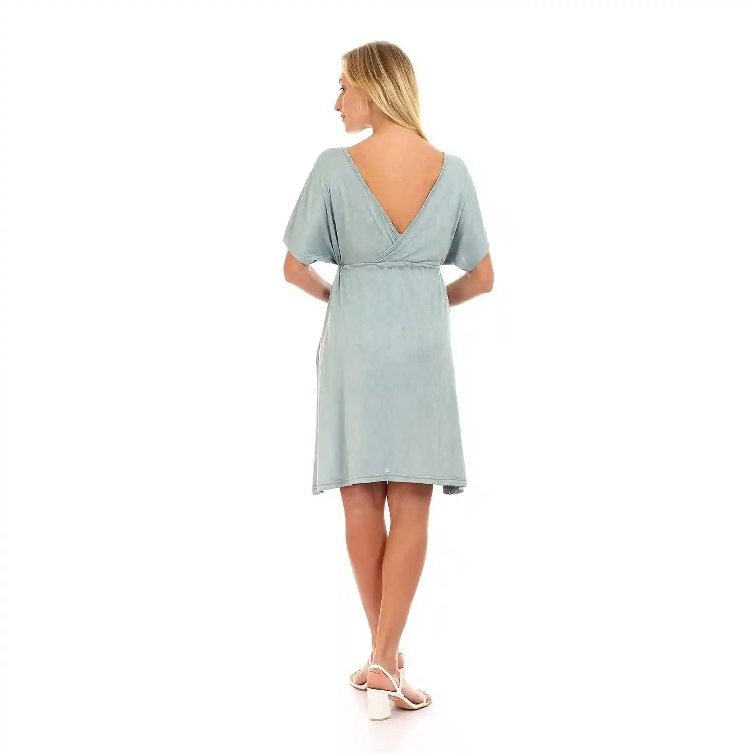 JAMILA Women Deep V neck Dress With Waist Drawstring DRESS - Safqqa Egypt