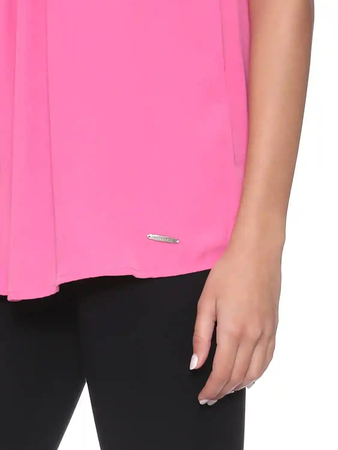 Dalydress Plain Front Pleats Sleeveless Round Neck Polyester Blouse for Women - Safqqa Egypt