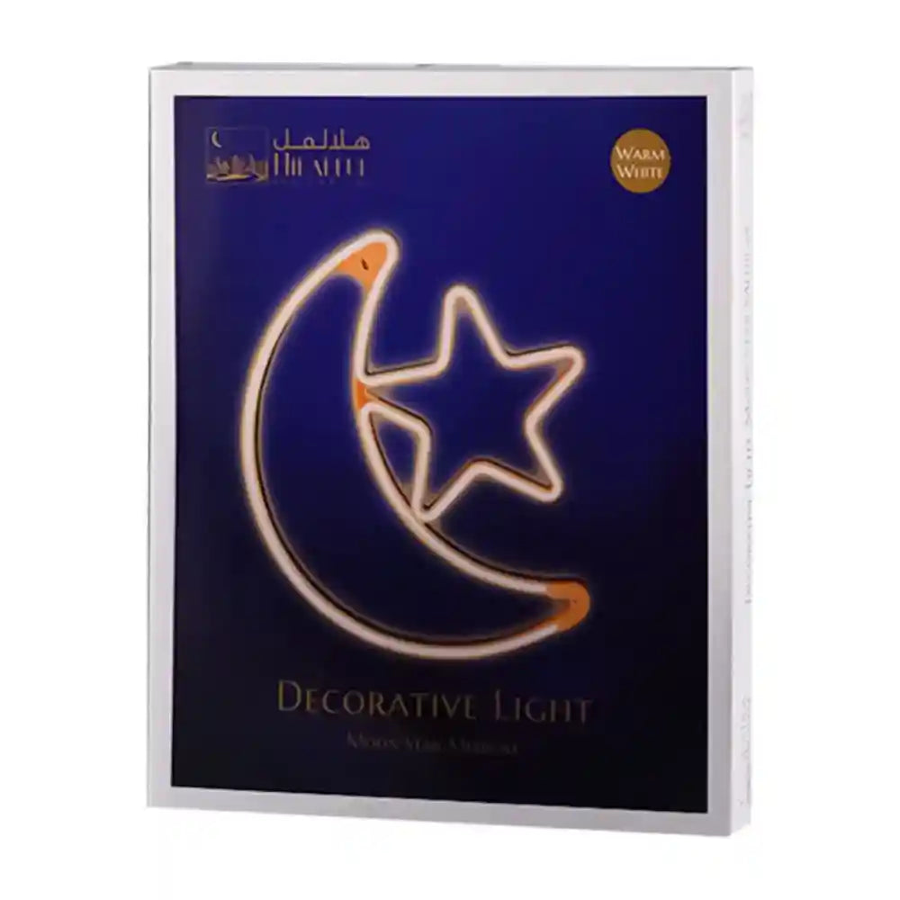 HILALFUL Moon Star Medium | Suitable for Living Room, Bedroom and Outdoor | Perfect Festive Gift for Home Decoration in Ramadan, Eid, Birthdays, Weddings, Housewarming | 1.5 m Cable - Safqqa Egypt