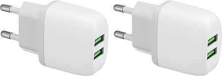 Ldnio Fast Charger Set - 2 Pieces, Model A2219, EU Plug with 2 USB Ports and Type-C Cable - White - Safqqa Egypt