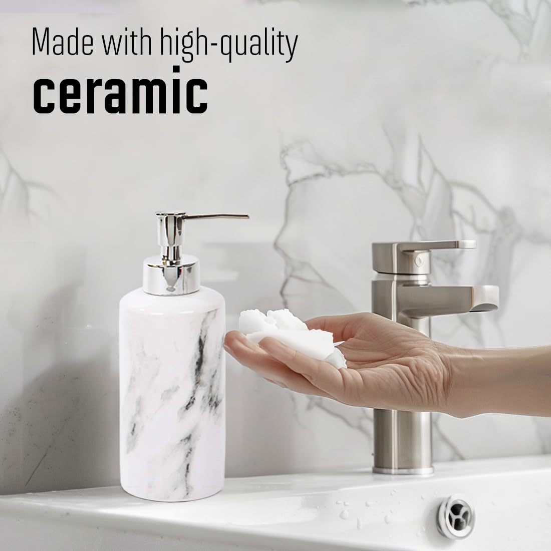 بوديكو طقم اكسسوارات حمام رخامي من 3 قطع بلون ابيض