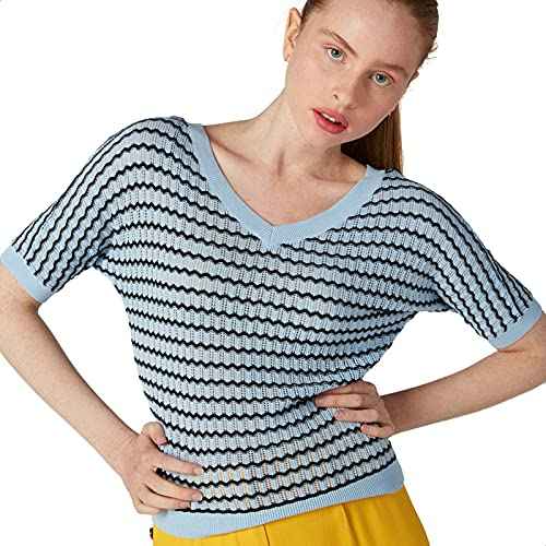 Elle Short Sleeves V-Neck Patterned Top for Women - Safqqa Egypt