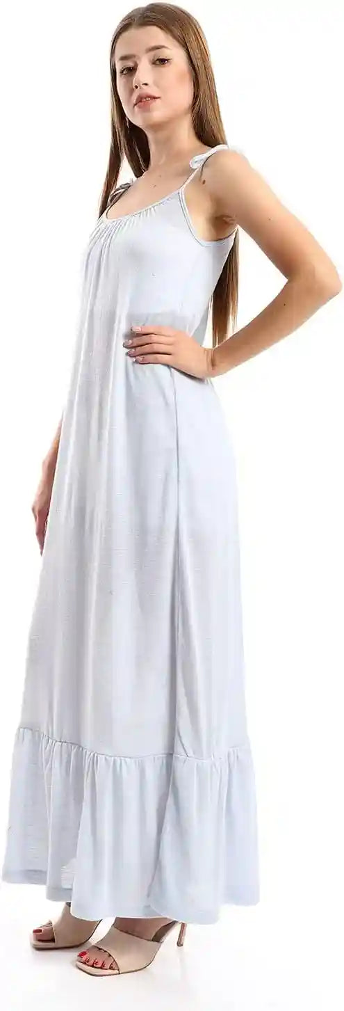 JAMILA Women Knitted Wide Round Collar Tiered Casual Dress DRESS - Safqqa Egypt