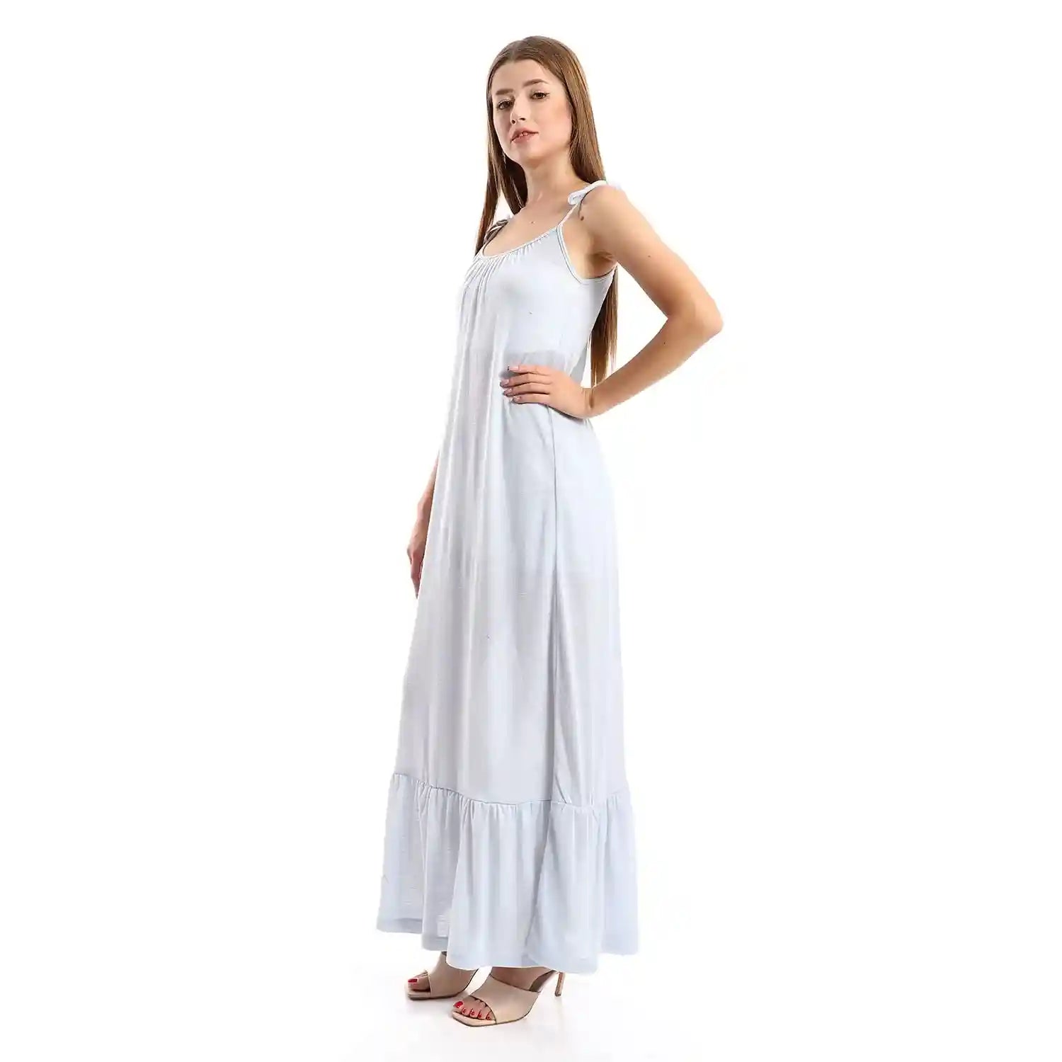 JAMILA Women Knitted Wide Round Collar Tiered Casual Dress DRESS - Safqqa Egypt