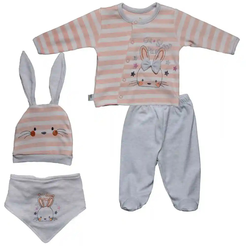 baby-girls Pijama Set Embroidered for girls Baby Set (pack of 4) - Safqqa Egypt