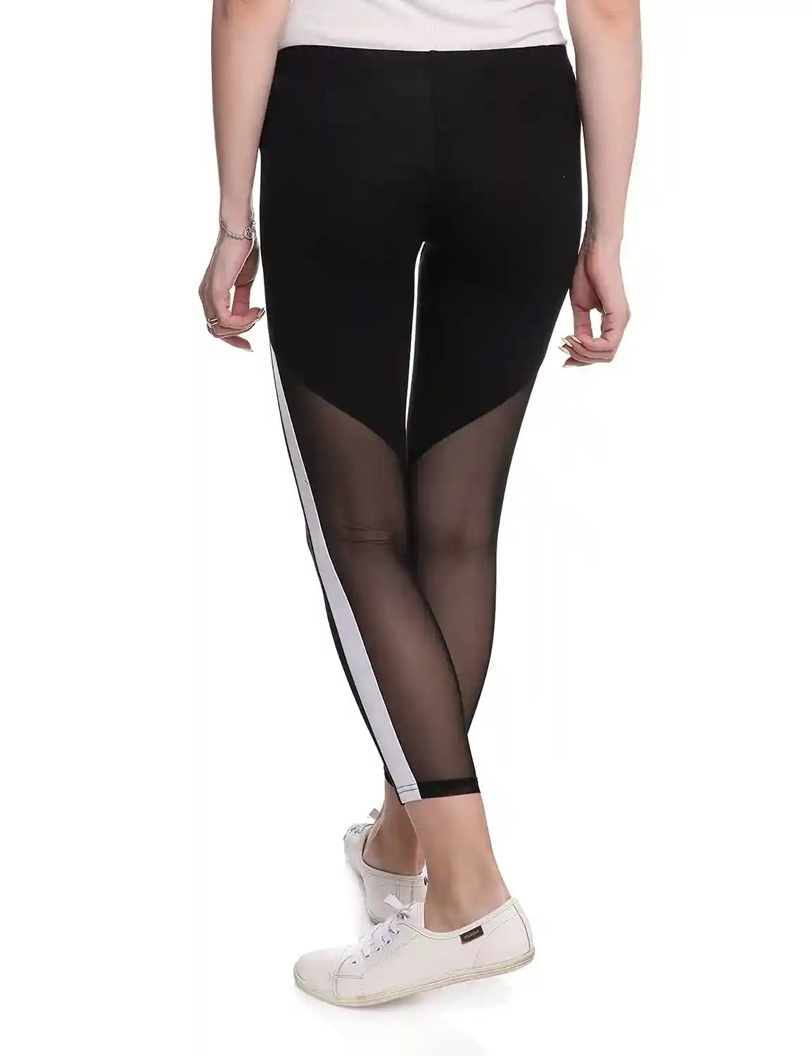 U Athleisure ankle Length Side-Stripe Sheer Panel Training Tights for Women - Safqqa Egypt